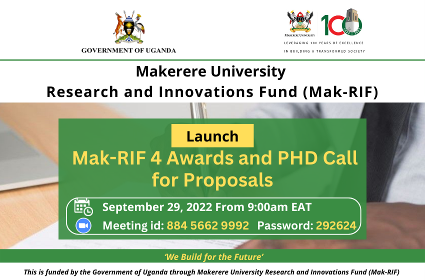  Invitation to the Launch of the Mak-RIF Round 4 Awards @ Thu Sep 29, 2022 9am – 10am (EAT)