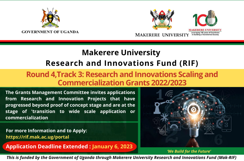  Call for Applications: Research and Innovation Scaling and Commercialization Grants 2022/2023