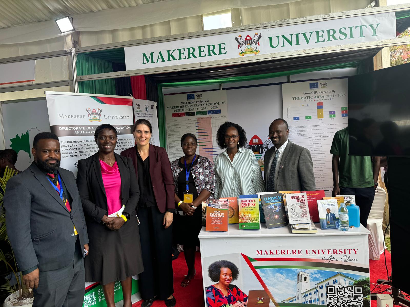 Members of the Makerere University DRIP and Mak-RIF team at the EU–Uganda Research and Study Fair at Freedom Square.
